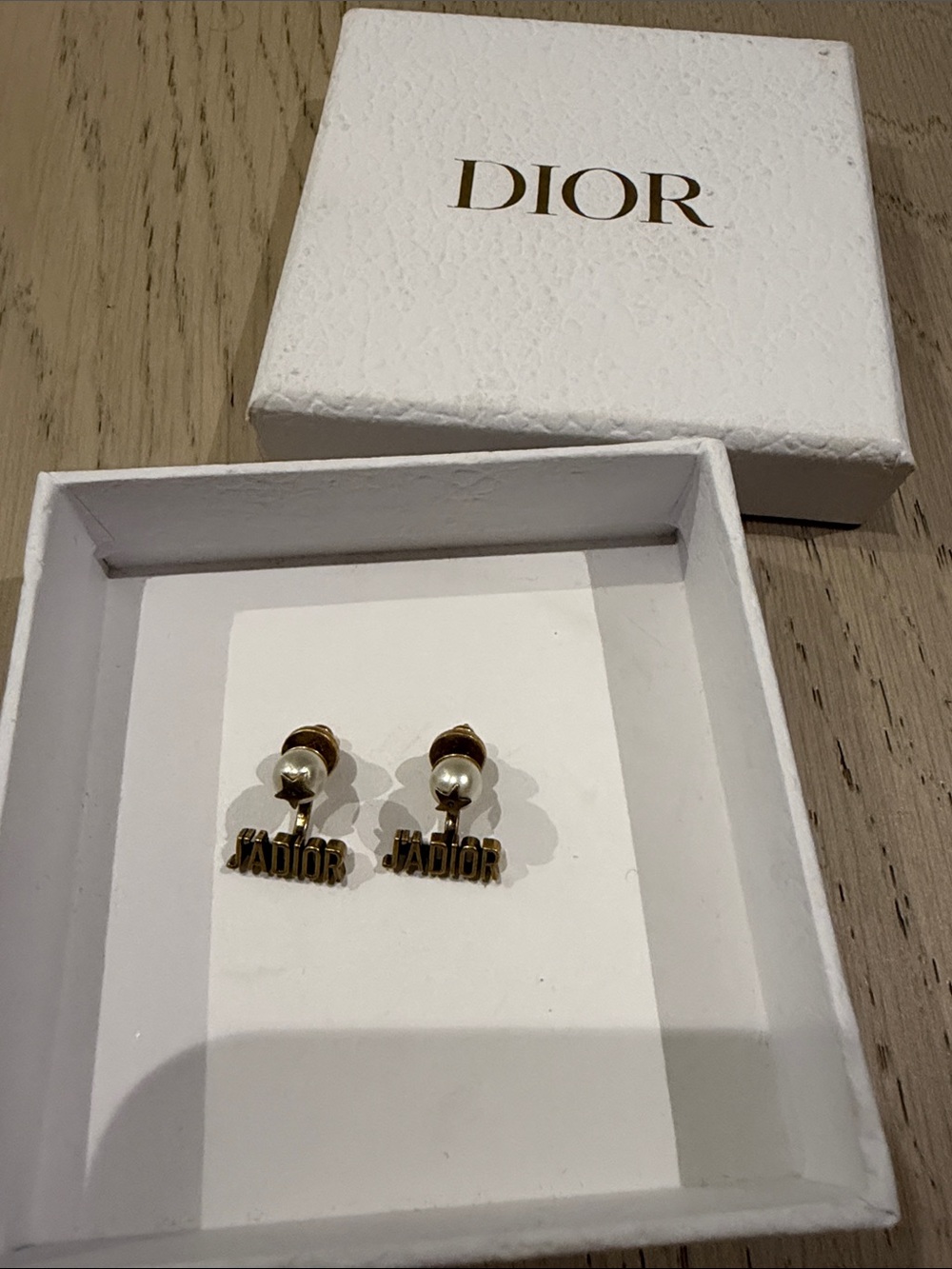 Dior Gold-tone J'ADIOR Pearl Logo Stud Earrings
